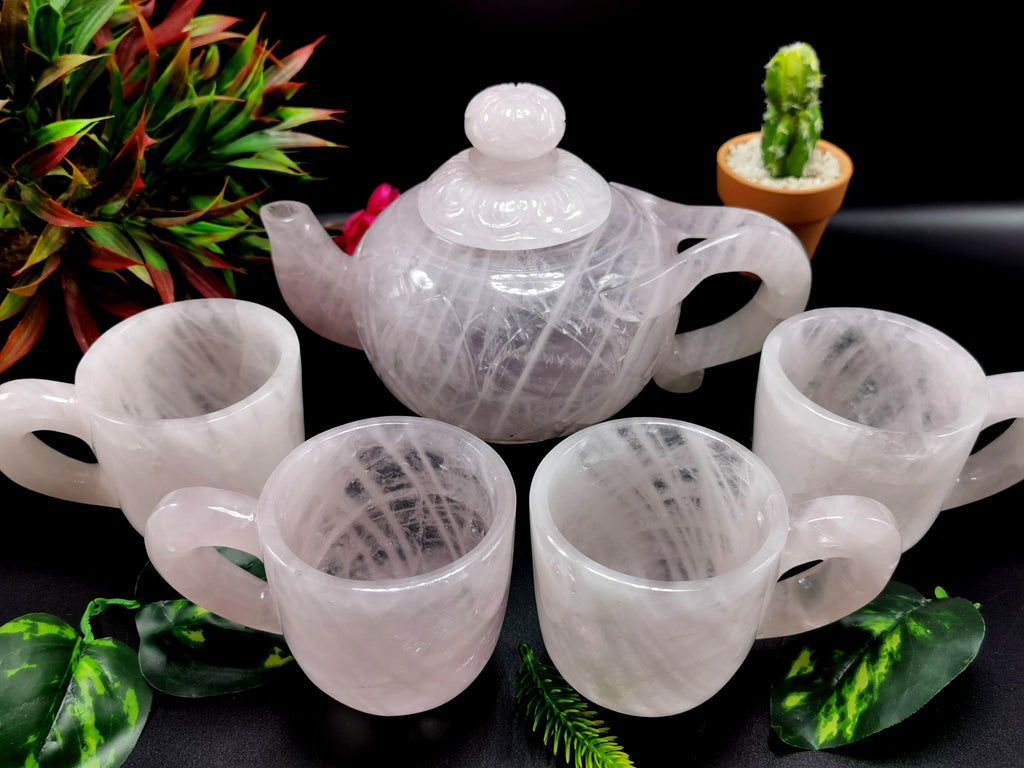 EXCLUSIVE High Quality Rose Quartz Crystal Teacup Set