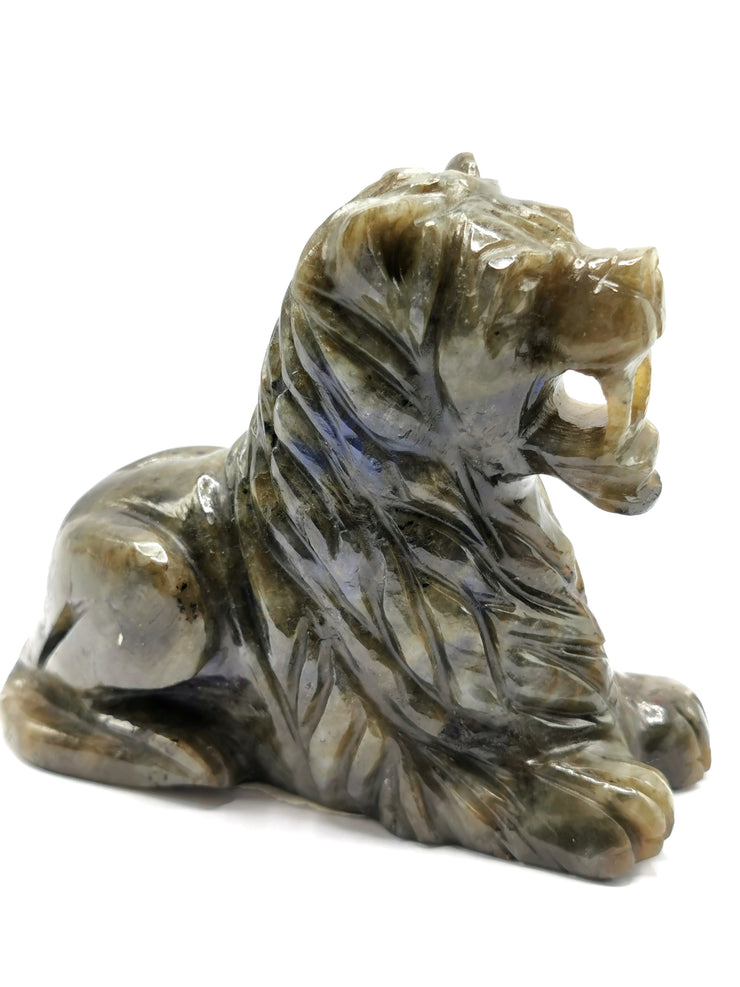 Labradorite Lion Carving : A Symbol of Courage, Strength and Spiritual Transformation | 3.5 inches and 510 gms weight