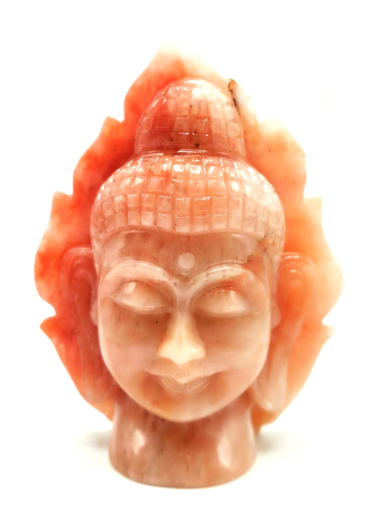 Orange Aventurine Buddha Head on leaf - Illuminating Creativity and Serenity | 6 inch and 0.93 kg (2.05 lb)