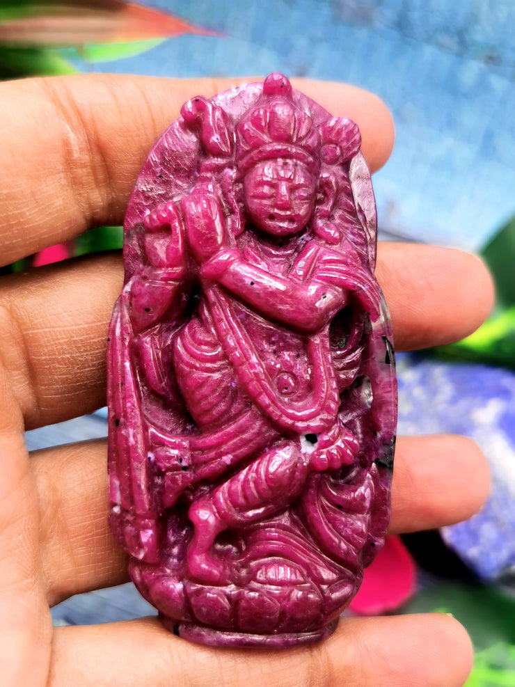 Lord Krishna Statue in Ruby Zoisite Crystal | Divine Radiance | Crystal Carving