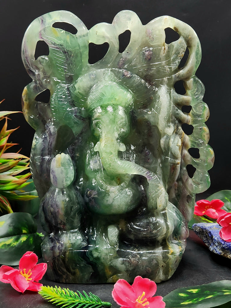 Multi Fluorite Lord Ganesh Statue - Unlocking Prosperity and Harmony