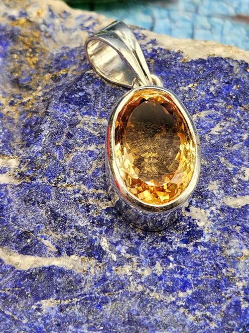 Unveiling Radiance - The Citrine Pendant in 925 Silver with Rhodium Plating