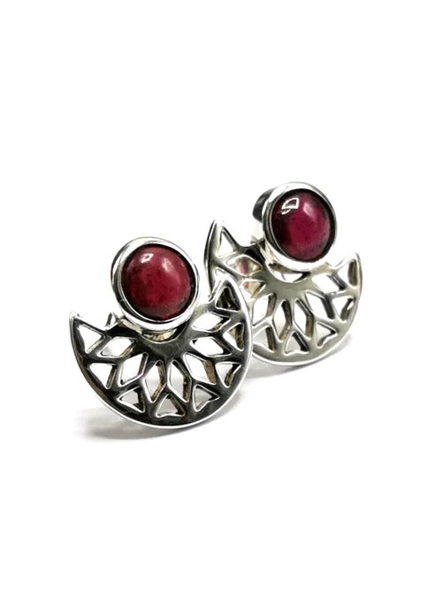 Garnet Earrings in 925 Sterling Silver - Elegance with Enchanting Energy