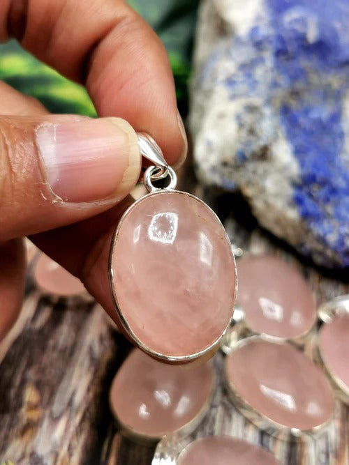 Rose Quartz Pendant in German Silver - Embracing Love and Harmony