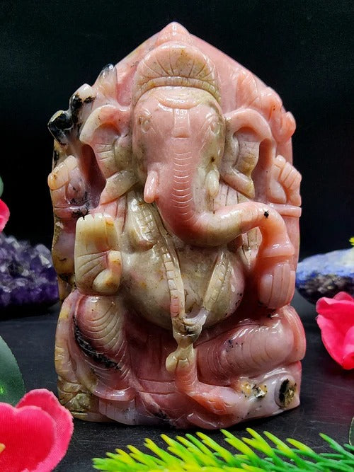 Unveiling Divine Harmony: Lord Ganesha Idol in Pink Opal