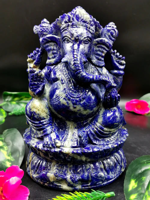 Lord Ganesha Idol in Lapis Lazuli Stone: A Divine Addition for Your Home