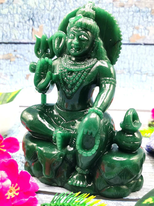 Lord Shiva Carving in Green Aventurine