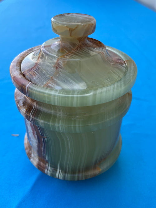 Green Onyx jar with lid: A Perfect Blend of Style, Storage, and Positivity | Home Decor