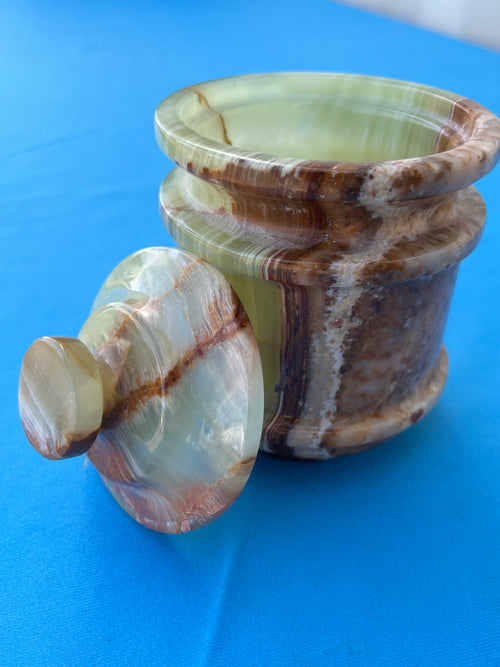 Green Onyx jar with lid: A Perfect Blend of Style, Storage, and Positivity | Home Decor