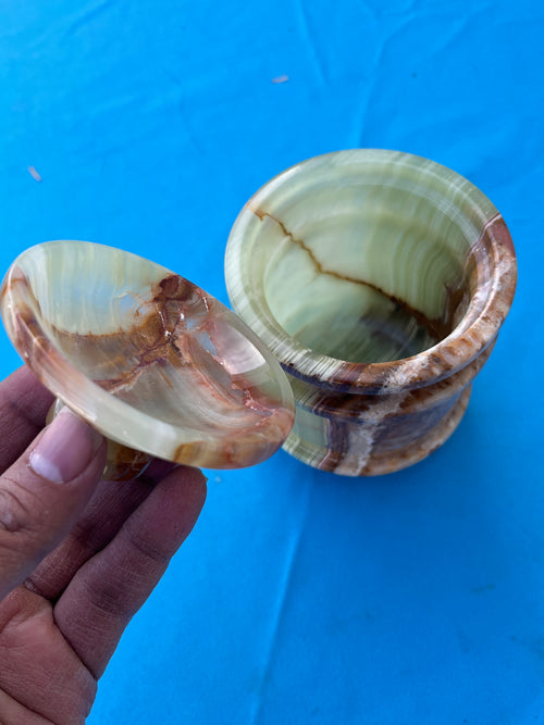 Green Onyx jar with lid: A Perfect Blend of Style, Storage, and Positivity | Home Decor