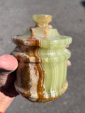 Green Onyx jar with lid: A Perfect Blend of Style, Storage, and Positivity | Home Decor