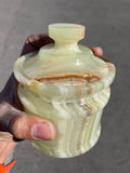 Green Onyx jar with lid: A Perfect Blend of Style, Storage, and Positivity | Home Decor | Crystal Healing