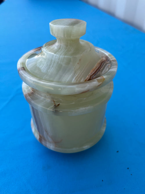 Green Onyx jar with lid: A Perfect Blend of Style, Storage, and Positivity | Home Decor | Crystal Healing