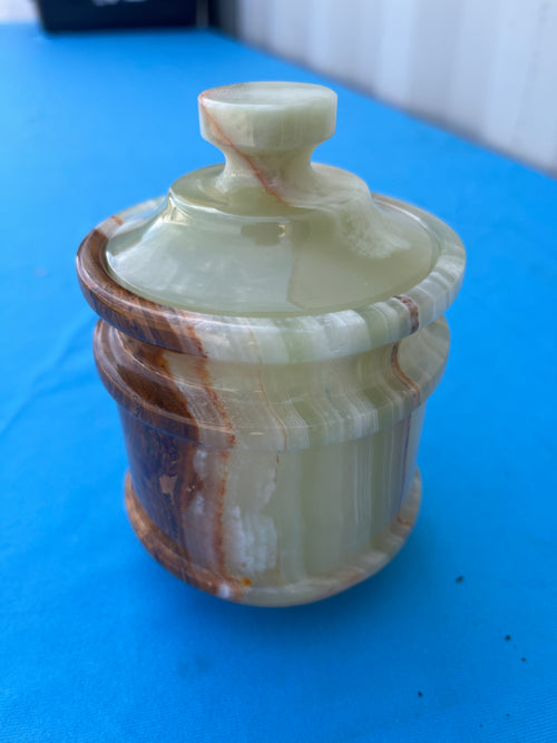 Green Onyx jar with lid: A Perfect Blend of Style, Storage, and Positivity | Home Decor | Crystal Healing