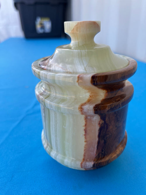 Green Onyx jar with lid: A Perfect Blend of Style, Storage, and Positivity | Home Decor | Crystal Healing