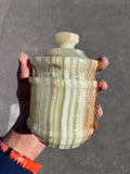 Green Onyx jar with lid: A Perfect Blend of Style, Storage, and Positivity | Home Decor | Crystal Healing