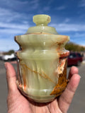 Green Onyx jar with lid: A Perfect Blend of Beauty, Functionality and Spiritual Harmony | Home Decor | Crystal Healing