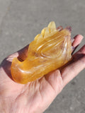 Dragon Head Carving in Yellow Fluorite for Strength, Prosperity, and Spiritual Protection | Home Decor | Crystal Healing