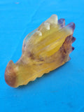 Dragon Head Carving in Yellow Fluorite for Strength, Prosperity, and Spiritual Protection | Home Decor | Crystal Healing