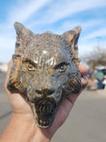 Wolf Head Carving in Petrified Palmwood for Strength, Tranquility and Success | Home Decor | Crystal Healing