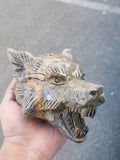 Wolf Head Carving in Petrified Palmwood for Strength, Tranquility and Success | Home Decor | Crystal Healing