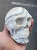 Zebra Calcite Skull Carving: A Symbol of Transformation, Strength, and Balance | Home Decor | Crystal Healing