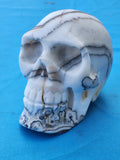 Zebra Calcite Skull Carving: A Symbol of Transformation, Strength, and Balance | Home Decor | Crystal Healing