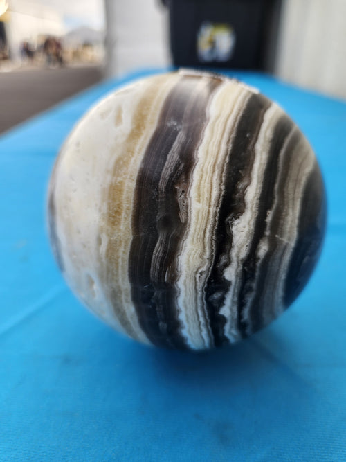 Zebra Onyx Sphere: A Symbol of Balance and Protection | Home Decor | Crystal Healing