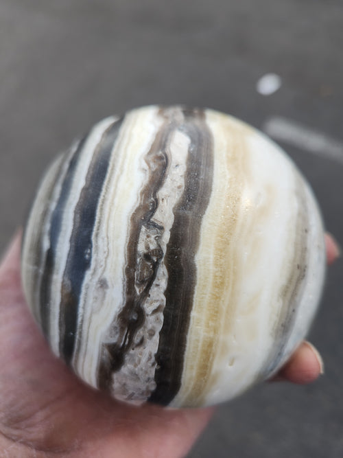 Zebra Onyx Sphere: A Symbol of Balance and Protection | Home Decor | Crystal Healing