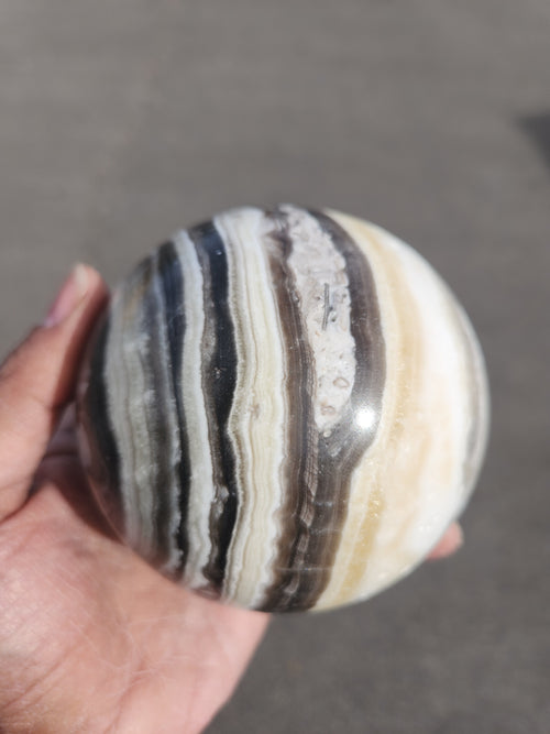 Zebra Onyx Sphere: A Symbol of Balance and Protection | Home Decor | Crystal Healing