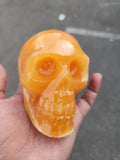 Orange Calcite Skull Carving: A Symbol of Balance, Clarity and Positivity | Crystal Decor | Crystal Healing