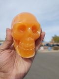 Orange Calcite Skull Carving: A Symbol of Balance, Clarity and Positivity | Crystal Decor | Crystal Healing