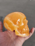 Orange Calcite Skull Carving: A Symbol of Balance, Clarity and Positivity | Crystal Decor | Crystal Healing