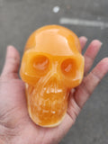 Orange Calcite Skull Carving: A Symbol of Balance, Clarity and Positivity | Crystal Decor | Crystal Healing