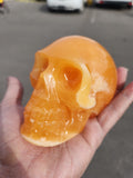 Orange Calcite Skull Carving: A Symbol of Balance, Clarity and Positivity | Crystal Decor | Crystal Healing