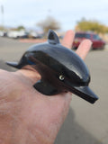 Black Onyx Dolphin Carving: A Symbol of Strength, Protection, and Serenity | Crystal Decor | Crystal Healing