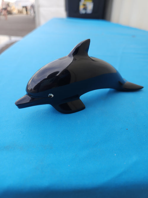 Black Onyx Dolphin Carving: A Symbol of Strength, Protection, and Serenity | Crystal Decor | Crystal Healing