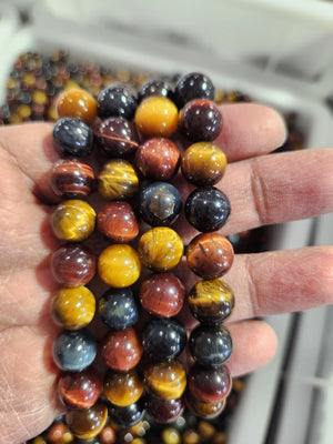 Tiger Eye Blue, Yellow, and Red 10 mm Bead Mix Bracelet: A Perfect Blend of Style, Spirituality, and Sentiment | ONE PIECE ONLY