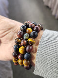 Tiger Eye Blue, Yellow, and Red 10 mm Bead Mix Bracelet: A Perfect Blend of Style, Spirituality, and Sentiment | ONE PIECE ONLY