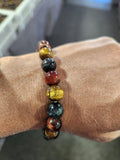 Tiger Eye Blue, Yellow, and Red 10 mm Bead Mix Bracelet: A Perfect Blend of Style, Spirituality, and Sentiment | ONE PIECE ONLY