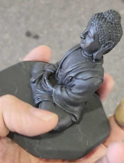 Russian Shungite Small Lord Buddha Carving: A Rare Gemstone of Balance, Healing, and Spiritual Harmony | Home Decor