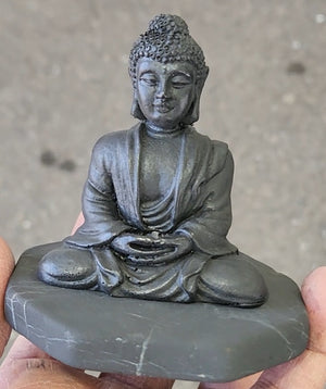 Russian Shungite Small Lord Buddha Carving: A Rare Gemstone of Balance, Healing, and Spiritual Harmony | Home Decor