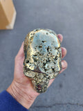 Pyrite Druzy Skull Carving: A Symbol of Power, Transformation, and Spiritual Insight | Crystal Crafts - Weight 1600 gms and 5 inches