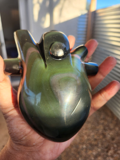 Rainbow Obsidian Anatomical Heart Carving: A Masterpiece of Beauty and Energy | Weighing 1000 gms