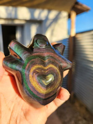 Rainbow Obsidian Anatomical Heart Carving: A Masterpiece of Beauty and Energy | Reiki/Chakra/Healing/Energy | Home Decor | Weighing 500 gms