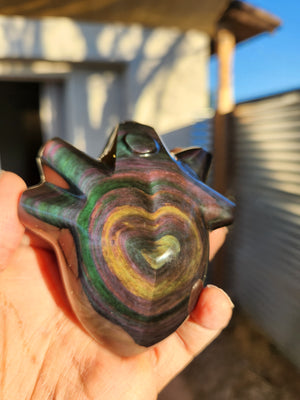 Rainbow Obsidian Anatomical Heart Carving: A Masterpiece of Beauty and Energy | Reiki/Chakra/Healing/Energy | Home Decor | Weighing 500 gms