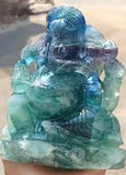 Sacred Stone Carvings Lot of 8 : Ganesh and Buddha Artisanship in Fluorite, Labradorite, Clear Quartz, and Ruby Kyanite