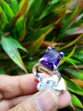 Amethyst Stone Double Barrel Ring in 925 Silver : The Regal Beauty of Amethyst Mothers day gift | Crystal Jewelry | Gemstone Finger ring