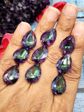 Mystic Quartz Faceted Tear-Drop Loose Gemstone with Bright Flashes - Enigmatic Elegance - Lot of 10 units