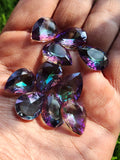 Mystic Quartz Faceted Tear-Drop Loose Gemstone with Bright Flashes - Enigmatic Elegance - Lot of 10 units